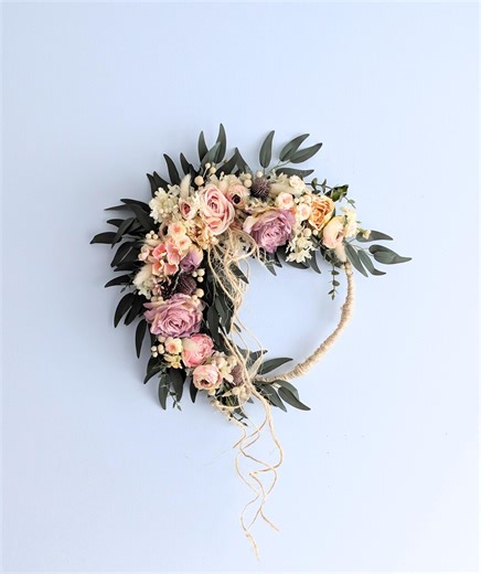 Rustic Neutral Spring Wreath: Pale Yellow, Pink, and Lavender Hoop Wreath - Etsy