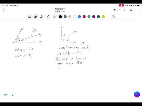 adjacent angles - complementary & supplementary