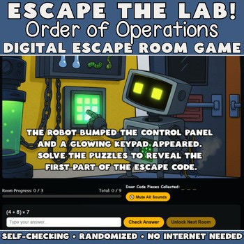 Order of Operations No Exponents Escape Room Digital Math Game 4th 5th Grade