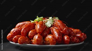 boiled Asian Food Spicy crawfish crayfish .