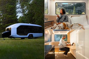 Electric Pebble Flow Travel Trailer Offers iPhone-Like Experience, Includes Wrap Around Windows