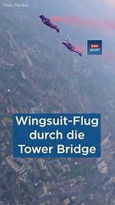 207K views · 1.1K reactions | Wingsuit-Flug durch die Tower Bridge: Die zwei Österreicher Marco Fürst und Marco Waltenspiel wagen einen spektakulären Stunt. Nach dem Absprung aus einem Hubschrauber fliegen sie mit 264 km/h durch die weltbekannte Tower Bridge in London. | ORF Sport | Facebook