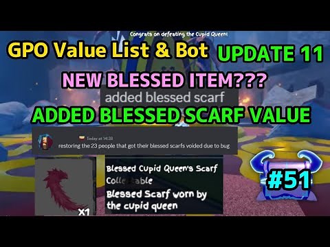 NEW GPO VALUE LIST UPDATE 11 #51 NEW BLESSED ITEM??? ADDED BLESSED SCARF VALUE!!!