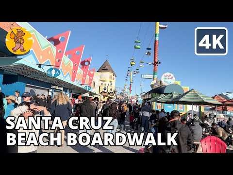 Santa Cruz Beach Boardwalk Walking Tour 2026 | 4K California Coastal Walk