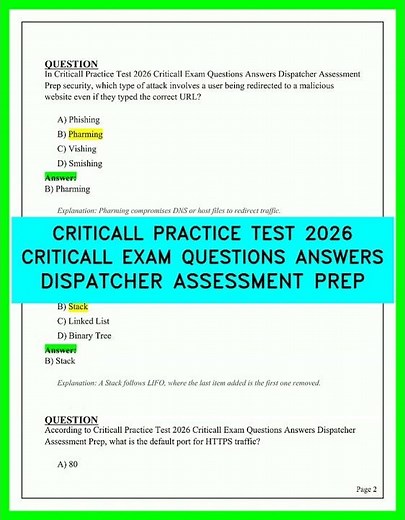 CRITICALL PRACTICE TEST 2026 CRITICALL EXAM QUESTIONS ANSWERS DISPATCHER ASSESSMENT PREP GUIDE 202