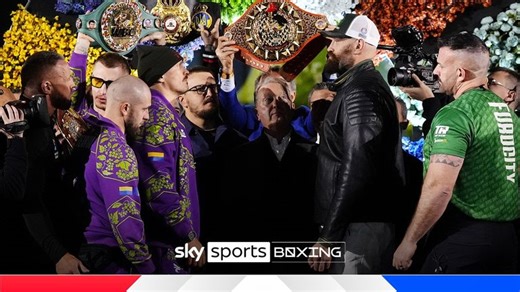 Usyk vs Fury 2: Tyson Fury weighs in almost four stone heavier than Oleksandr Usyk ahead of Saturday's heavyweight fight