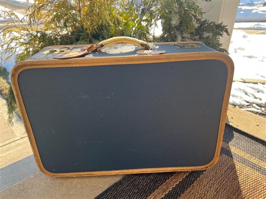 Blue Hard Side Suitcase Vintage Stackable Trunk Flip Locks Storage Box Retro Train Case Travel Luggage - Etsy