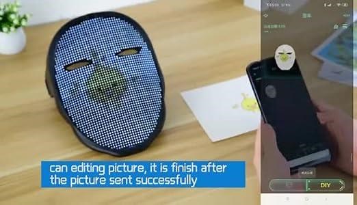 TSLED Led Face Mask Digital Transforming Halloween Light Up Customizable Bluetooth App Controll U...