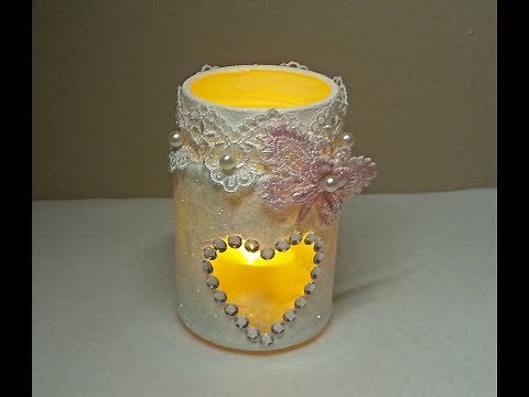 DIY~Beautiful Shabby Chic Night Lights Made From Small Jam Jars!