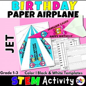 Birthday Paper Airplane STEM Activity JET Challenge | 1st-3rd Grade