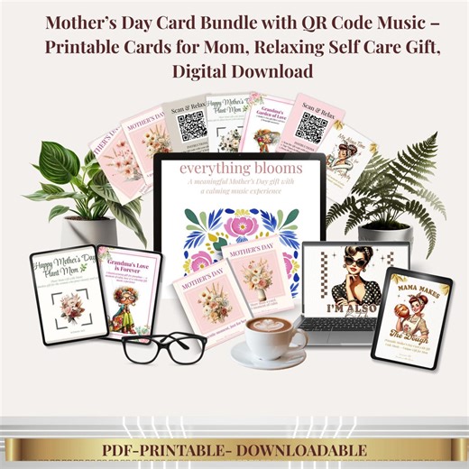 Mother’s Day Cards With QR Code Music, Printable Gift for Mom, Relaxing Playlist, Self Care, Morning Night Music, Instant Download - Etsy