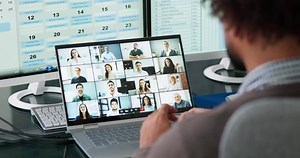 Virtual Video Conference Business Meeting On Computer