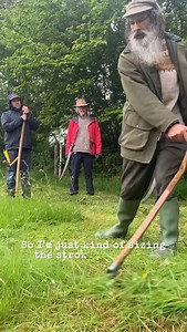 Philip Batten - Michelle Laine on Instagram: "Weeks of sunshine and it rains on the first scythe course of the season. At least it makes the grass easier to cut 😆. Here’s Phil explaining how to scythe a wider swath. #learntoscythe #scything #austrianscythe #scythelife"