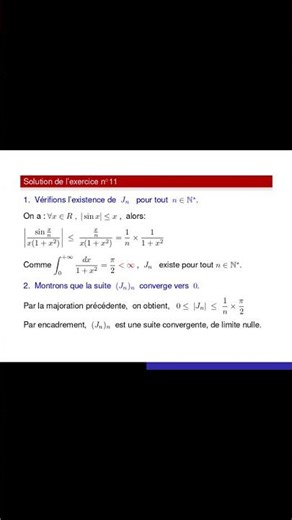 Théorème de la convergence dominée - Exercices corrigés #maths