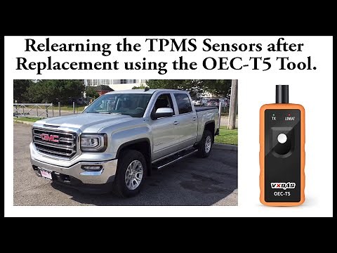 Relearning the TPMS sensors on a 2016 GMC Sierra after replacement using the OEC-T5 Tool.