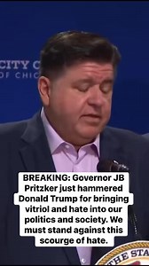 BREAKING: Governor JB Pritzker just hammered Donald Trump for bringing vitriol and hate into our politics and society. We must stand against this scourge of hate. | Democratic Wins Media