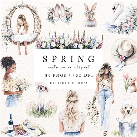 Spring Clipart, Watercolor Flowers, Spring Flowers Png, Wildflower Clipart, Spring Graphics, Downloadable Clipart, Commercial Use - Etsy