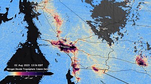 NASA's Tropospheric Emissions: Monitoring of Pollution (TEMPO) instrument in space has delivered its first imagery of nitrogen dioxide pollution over the United States. Read more 👉 https://trib.al/KcS10Kx Credit: Credits: Kel Elkins, Trent Schindler, and Cindy Starr/NASA's Scientific Visualization Studio | Space.com
