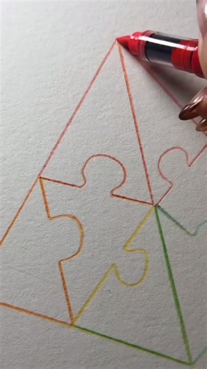 Doodle ASMR on Instagram: "Color Puzzle Pyramid. Every piece finds its place, quietly becoming whole. 🧩 #CalmArt #SimpleShapes #ColorHarmony #RelaxingDrawing"