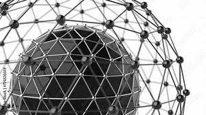 geodesic sphere molecule structure 3d animation loop. Can be used to represent superconductivity, nanotechnology or material science biochemistry