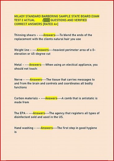 Milady Standard Barbering Sample State Board Exam Test 2 Act video