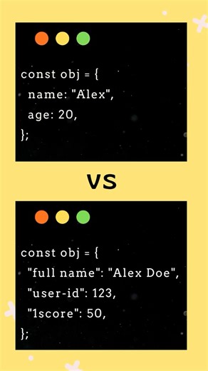 JS Object Keys: Quotes vs No Quotes? Explained in 60 Seconds! #javascriptinterview
