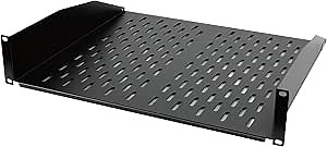 Tecmojo 2U Cantilever Server Rack Shelf,16inch Deep,Universal Vented Rack Mount Tray for 19" Network Equipment Rack & Cabinet, Weight Capacity 55lb, Black