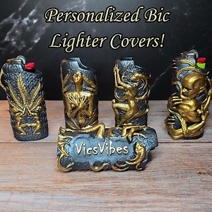 Custom Bic Lighter Covers Hand Painted Gold Lighter Sleeve Personalized Stoner Gifts Gifts for Him or Her Unique Metal Case - Etsy