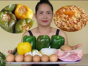 Pretty Girl Cooking Pork Put in Peppers With Recipe New Village Food Factory