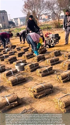 Workers preparing fresh-cut sod for sale #relaxing #satisfying #farming #agriculture