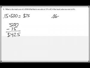 Math 118 : 3.1 #9 (Mathematical Explorations Tutorial : Sales Tax, Discounts)