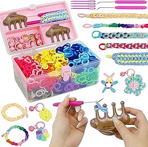 STAOVA Kids Rubber Band Weaving Kit, Kit with Rabbit Weaving Comb, 1200+ Colorful Hair Ties, DIY, Organizer Case, Rubber Band Bracelet Gift for 6-16 Years Girls Boys