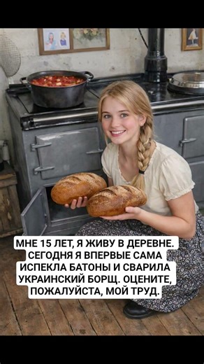 МНЕ 15 ЛЕТ, Я ЖИВУ В ДЕРЕВНЕ. СЕГОДНЯ Я ВПЕРВЫЕ САМА ИСПЕКЛА БАТОНЫ И СВАРИЛА