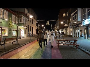 Winter night walk in Reykjavik, Iceland | Christmas scenery around downtown | Trip to Iceland 2022