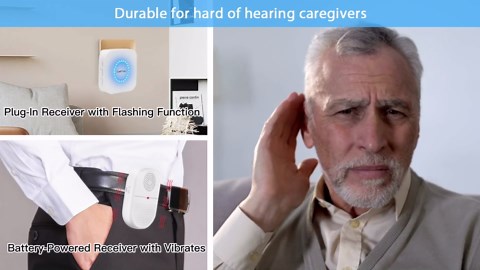 CallToU Wireless Caregiver Pager Waterproof Call Button Vibration Call Button for Elderly at Home Disabled Patient Elderly Monitoring Nurse Calling 2 SOS Call Buttons/Transmitters 500FT 2 Receivers