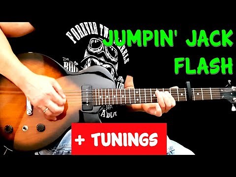 JUMPIN' JACK FLASH - intro + verse + chorus guitar lesson and TUNINGS - The Rolling Stones