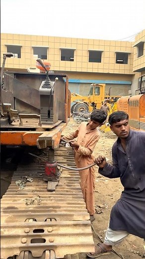 Little Genius Fixes Bent Excavator Frame! | Amazing Heavy Machinery Repair Skill #shorts #excavator