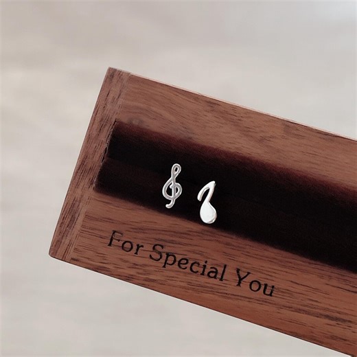 Asymmetrical 999 Fine Silver Music Note Earrings, Treble Clef Eighth Note Jewelry - Etsy