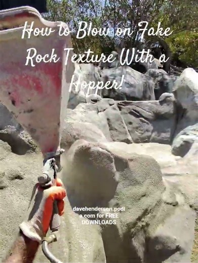 How We Blow on Fake Rock Texture With a Drywall Hopper! #fakerock ##artificialrock #fauxrock