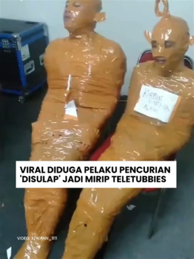 Video Viral: Diduga Pelaku Pencurian Diikat Mirip Teletubbies