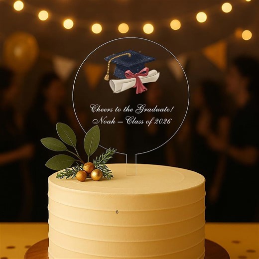Graduation Grad Class Congrats Graduate Cap Diploma Graduating Cake Topper Top Personalized Centerpiece Decor Display | Celebrate & Party! - Etsy