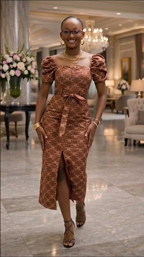 Luxury Chocolate Brown Midi Dress Look 🤎 Elegant Puff Sleeve Style for Classy Occasions #basicstyle