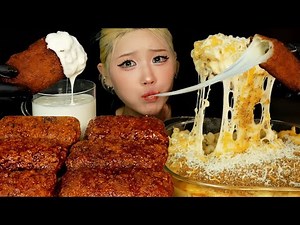 ULTRA CHEESY CHILI’S MOZZARELLA STICKS & MAC AND CHEESE MUKBANG ASMR | BIG BITES | EATING SOUNDS