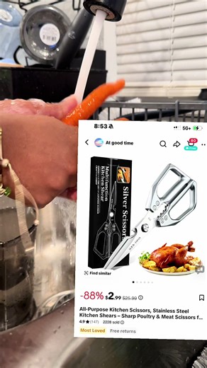 Kitchen scissors I actually use ✂️ So easy for everyday food prep. Only $3 linked right here. #KitchenFinds #TikTokShop #TikTokShopFinds #KitchenTools #CookingEssentials