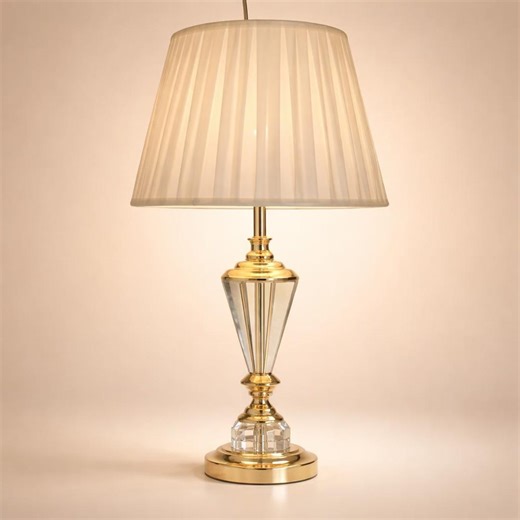 Crystal Table Lamp Gold Base Bedside Lamp Luxury Lighting Fabric Shade Bedroom Decor Light - Etsy