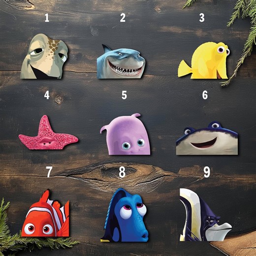 Finding Nemo Peekaboo Sticker, Disney Peeking Car Decal, Group Cartoon Character Bumper Sticker, Cute Ocean Animal Vehicle Sticker NGUD12 - Etsy