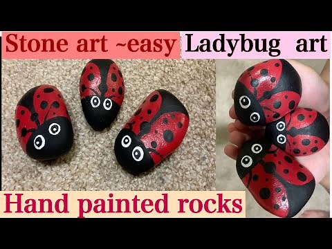 Easy Stone painting ideas |how to paint ladybug on stones/hand painted rocks/rock painting tutorial