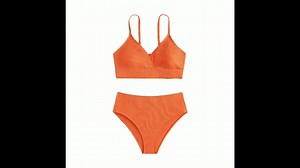 Watch Preteen Girl 2 Piece Swimwear Solid High Waist Bikini  on Amazon Live