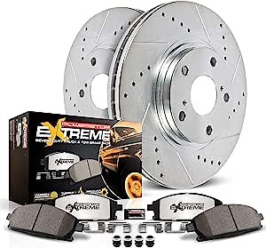 Power Stop K4718-36 Rear Z36 Truck & Tow Brake Kit Carbon Fiber Ceramic Brake Pads and Drilled/Slotted Brake Rotors For E-150 E-250 E-350 Super Duty E-350 Super Duty E-450 Super Duty [Model Specific]