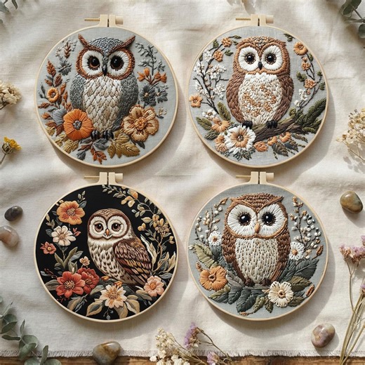 Owl Embroidery Kit for Beginners, DIY Starter Craft Kit for Adults - Etsy Canada